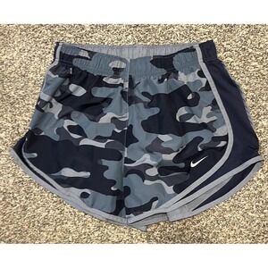 Nike Dri-FIT Tempo Shorts Womens Small‎ Blue Camo Running Quick Dry Athletic Gym